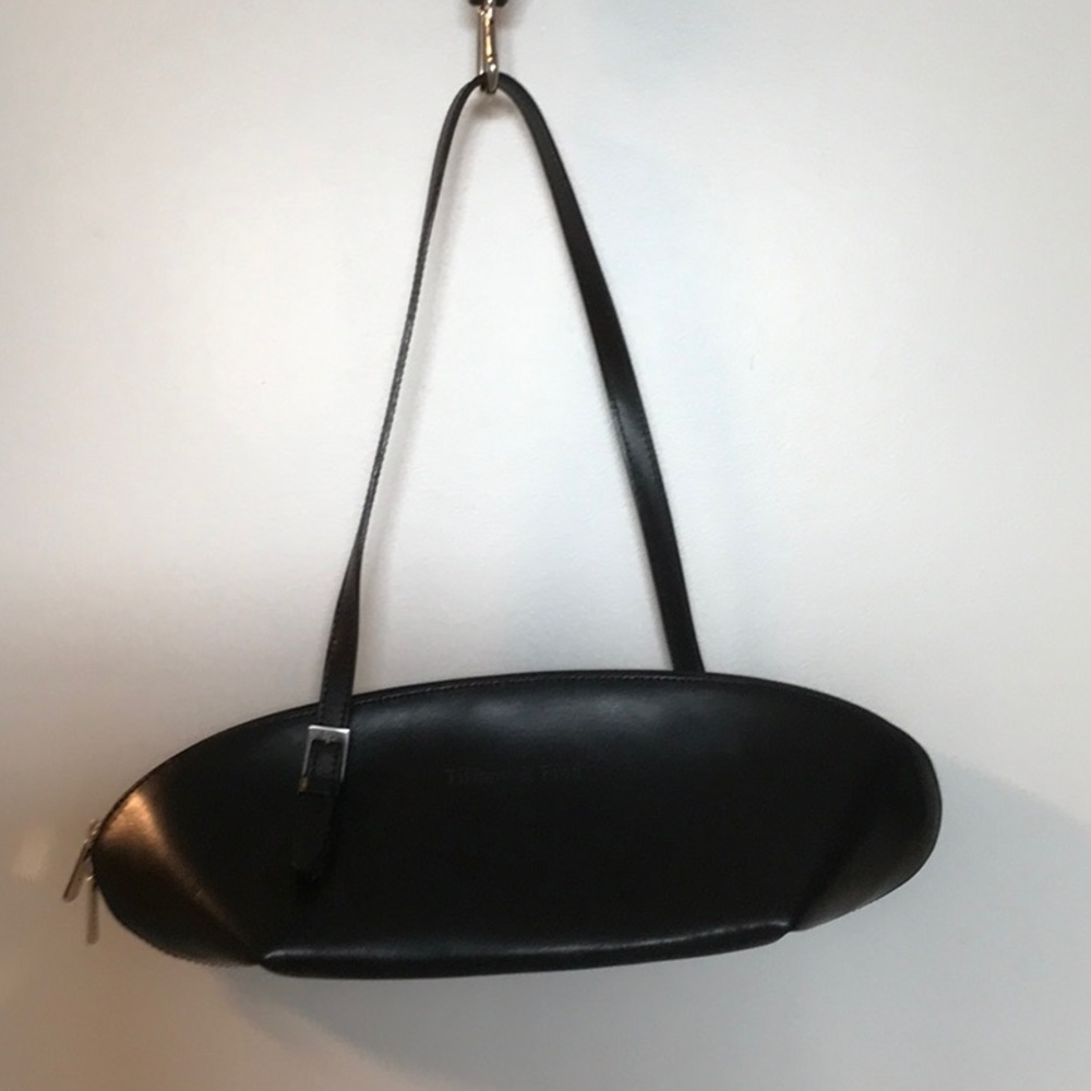 Tiffany & Fred Black Leather Shoulder Bag, Excellent, Unique, Cute!